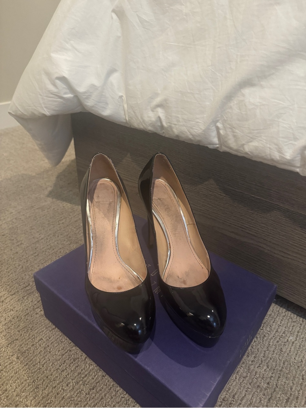 Stuart Weitzman Black Patent Platform Pumps